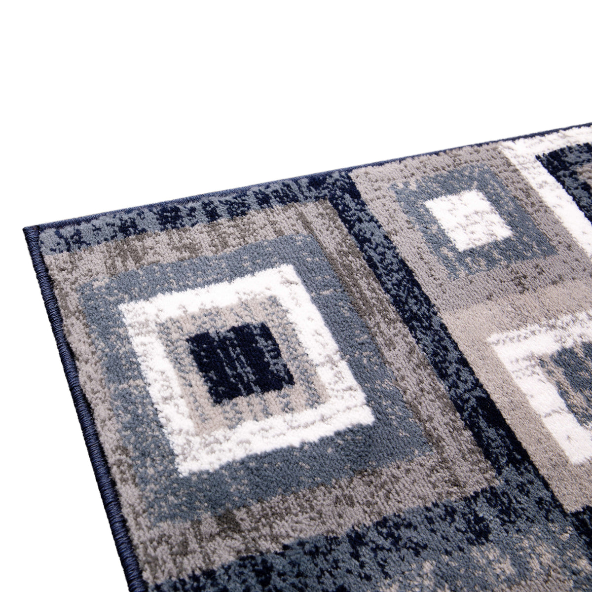 Blue,2' x 7' |#| Modern Geometric Design Area Rug in Blue, Grey, and White - 2' x 7'