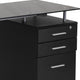 Black Computer Desk with Tempered Black Glass Top and Three Drawer Pedestal