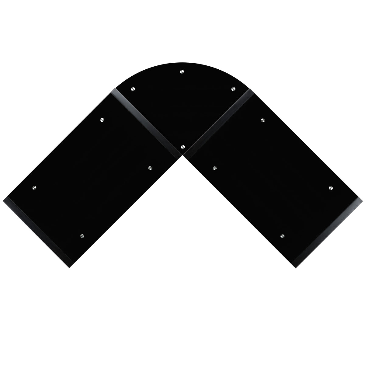 Black Top/Cherry Frame |#| Black Glass L-Shape Corner Computer Desk with Pull-Out Keyboard Tray