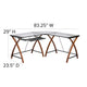 Clear Top/Cherry Frame |#| Glass L-Shape Desk with Pull-Out Keyboard Tray & Cherry Finish Crisscross Legs