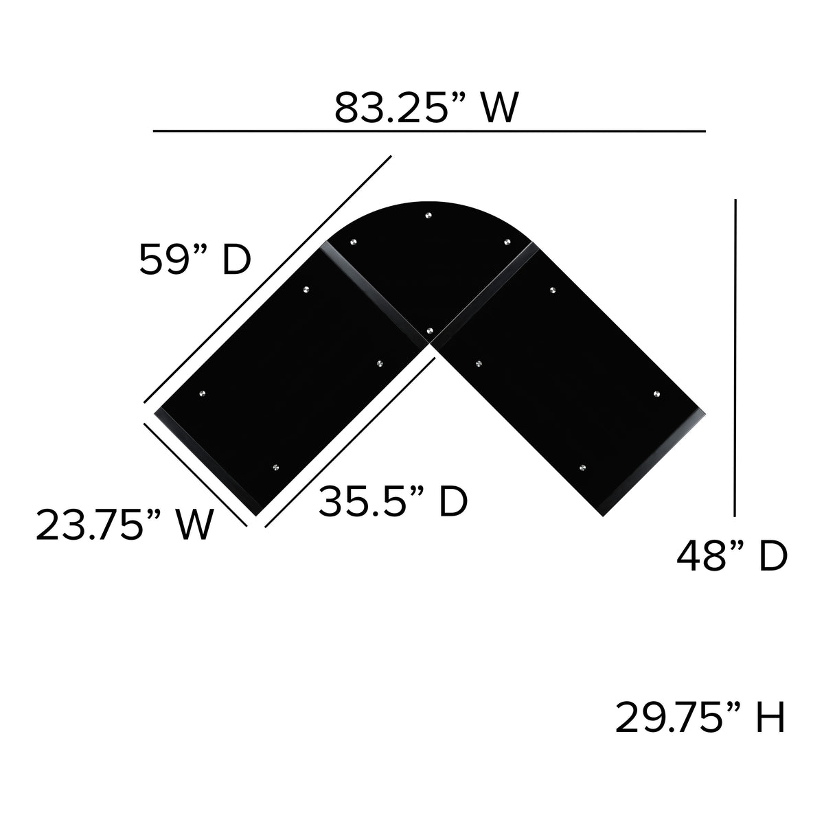Black Top/Cherry Frame |#| Black Glass L-Shape Corner Computer Desk with Pull-Out Keyboard Tray