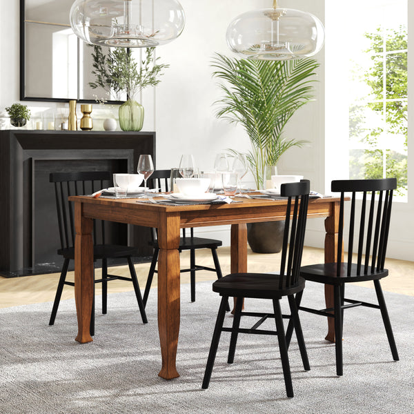 Walnut Matte |#| Solid Wood 47" Commercial Grade Dining Table with Turned Legs in Walnut Matte
