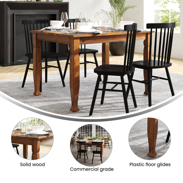 Walnut Matte |#| Solid Wood 47" Commercial Grade Dining Table with Turned Legs in Walnut Matte