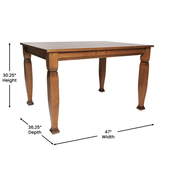 Walnut Matte |#| Solid Wood 47" Commercial Grade Dining Table with Turned Legs in Walnut Matte