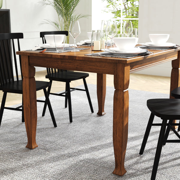 Walnut Matte |#| Solid Wood 47" Commercial Grade Dining Table with Turned Legs in Walnut Matte