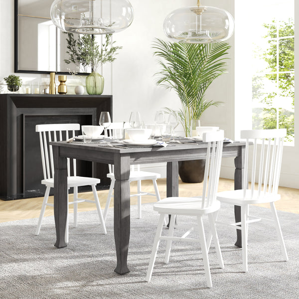 Antique Gray |#| Solid Wood 47" Commercial Grade Dining Table with Turned Legs in Antique Gray