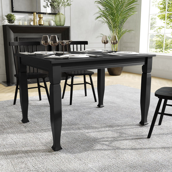 Black Matte |#| Solid Wood 47" Commercial Grade Dining Table with Turned Legs in Black