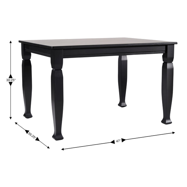 Black Matte |#| Solid Wood 47" Commercial Grade Dining Table with Turned Legs in Black