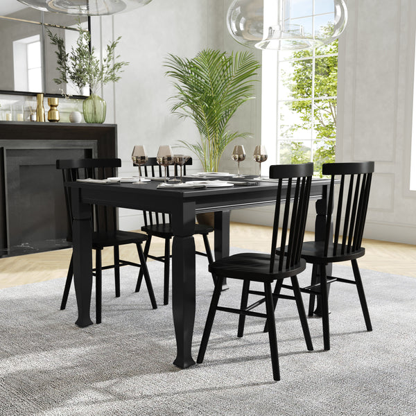 Black Matte |#| Solid Wood 47" Commercial Grade Dining Table with Turned Legs in Black