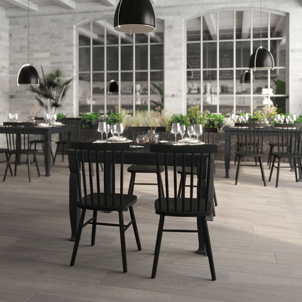 Black Matte |#| Solid Wood 47" Commercial Grade Dining Table with Turned Legs in Black
