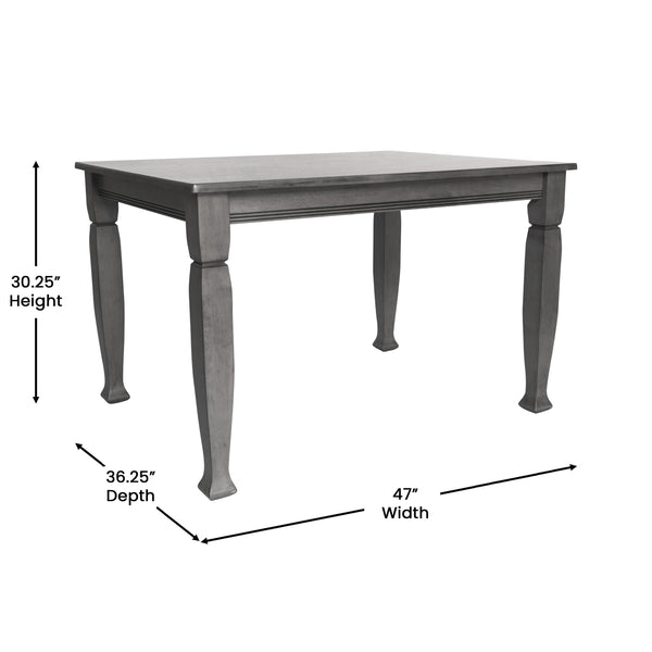 Antique Gray |#| Solid Wood 47" Commercial Grade Dining Table with Turned Legs in Antique Gray