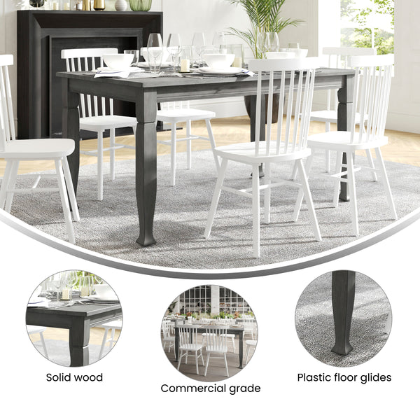 Antique Gray |#| Solid Wood 60" Commercial Grade Dining Table with Turned Legs in Antique Gray