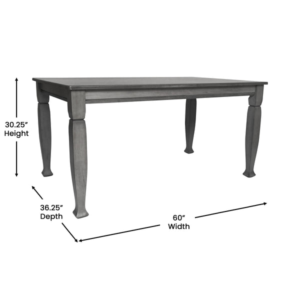 Antique Gray |#| Solid Wood 60" Commercial Grade Dining Table with Turned Legs in Antique Gray