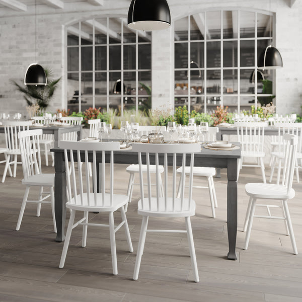 Antique Gray |#| Solid Wood 60" Commercial Grade Dining Table with Turned Legs in Antique Gray