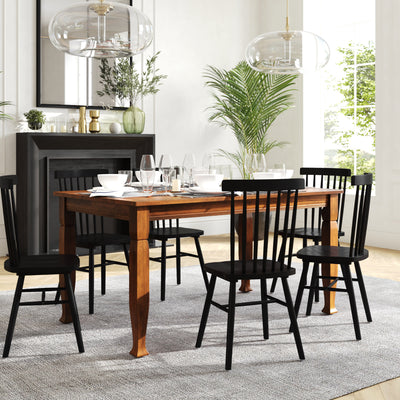 Grace Solid Wood Dining Table with Turned Wooden Legs, Commercial Grade Heavy Duty Rectangle Wood Table for 6 - View 2