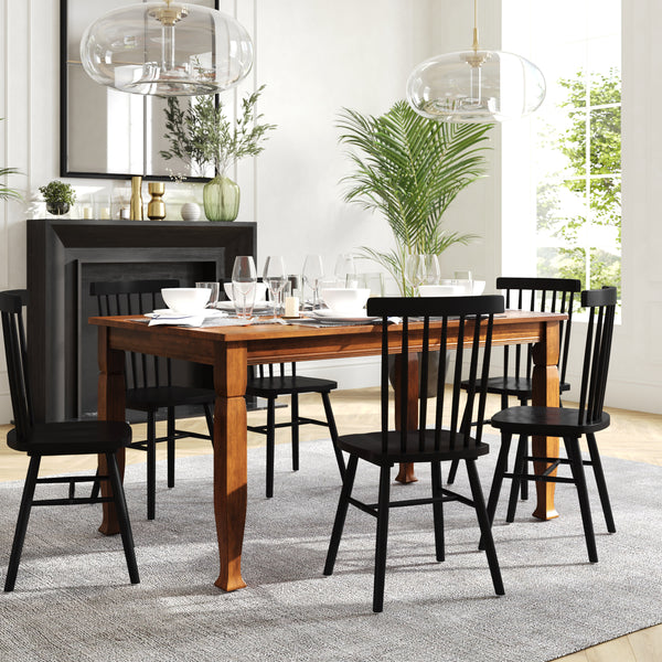 Walnut Matte |#| Solid Wood 60" Commercial Grade Dining Table with Turned Legs in Walnut Matte