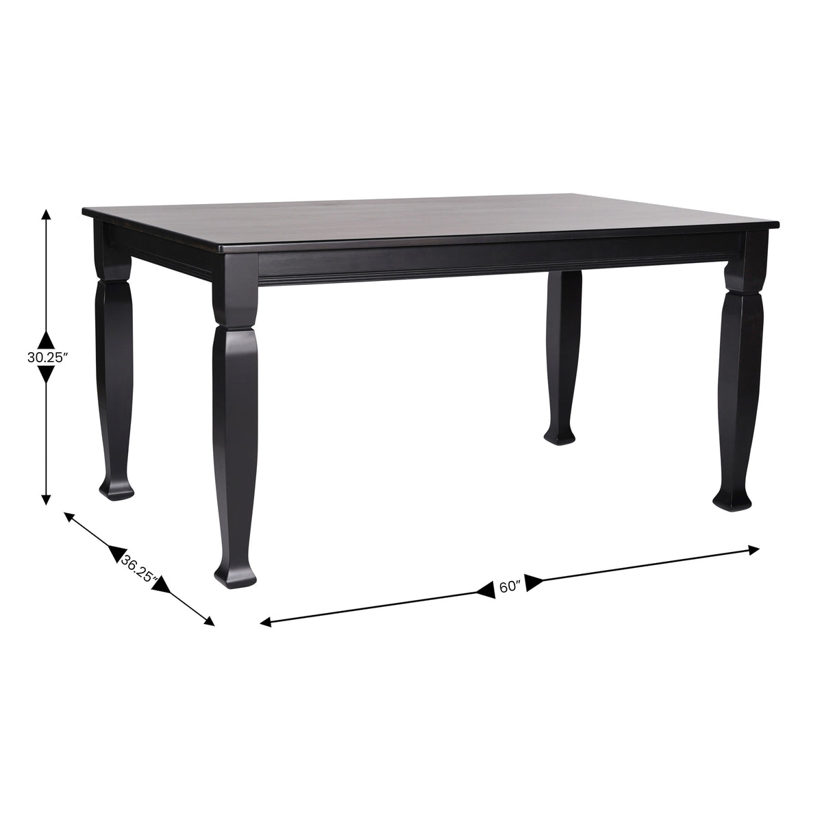 Black Matte |#| Solid Wood 60" Commercial Grade Dining Table with Turned Legs in Black