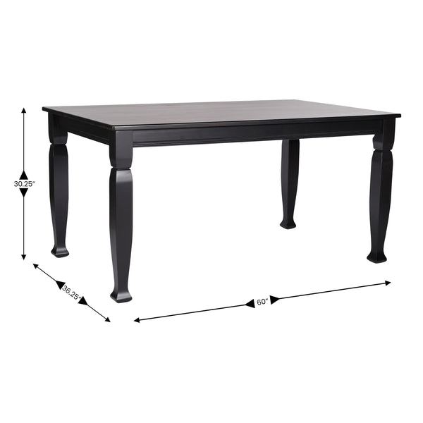 Black Matte |#| Solid Wood 60" Commercial Grade Dining Table with Turned Legs in Black