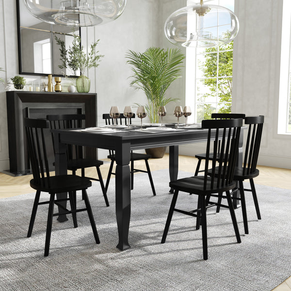 Black Matte |#| Solid Wood 60" Commercial Grade Dining Table with Turned Legs in Black