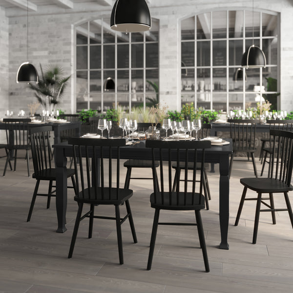 Black Matte |#| Solid Wood 60" Commercial Grade Dining Table with Turned Legs in Black