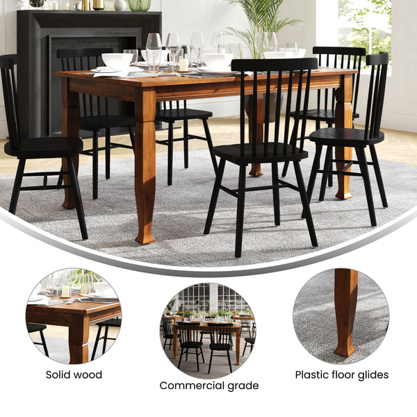 Walnut Matte |#| Solid Wood 60" Commercial Grade Dining Table with Turned Legs in Walnut Matte