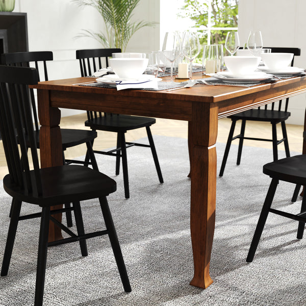 Walnut Matte |#| Solid Wood 60" Commercial Grade Dining Table with Turned Legs in Walnut Matte