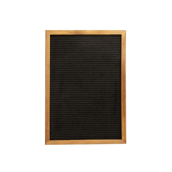Torched Wood Frame/Black Felt,12"W x 17"H |#| 12x17 Wood Frame Letter Board with 389 PP Letters - Torched Wood/Black Felt