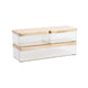Clear/Light Natural Paulownia Top |#| Premium Clear Plastic Storage Boxes with Lt Natural Paulownia Wood Lids-3 Pack