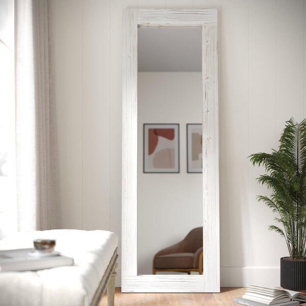 White Wash |#| Rustic 22x65 Wood Framed Floor Length Mirror-Wall Mount or Leaning - White Wash