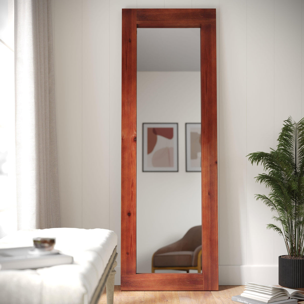 Dark Brown |#| Rustic 22x65 Wood Framed Floor Length Mirror-Wall Mount or Leaning - Dark Brown