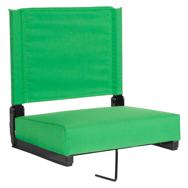 Bright Green |#| 500 lb. Rated Lightweight Stadium Chair-Handle-Padded Seat, Bright Green