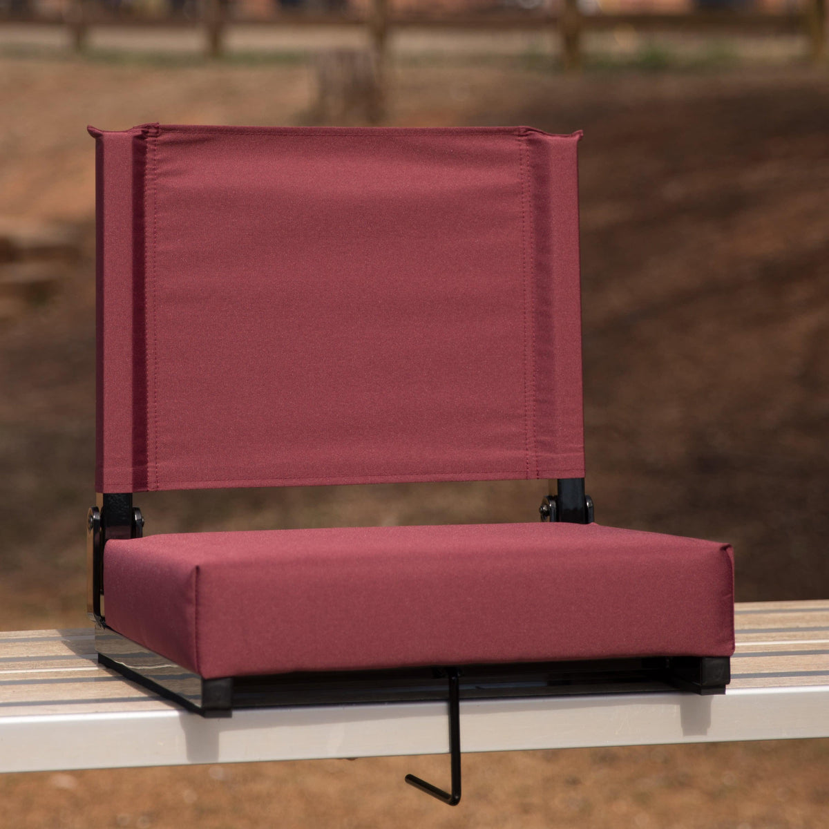 Maroon |#| 500 lb. Rated Lightweight Stadium Chair-Handle-Padded Seat, Maroon