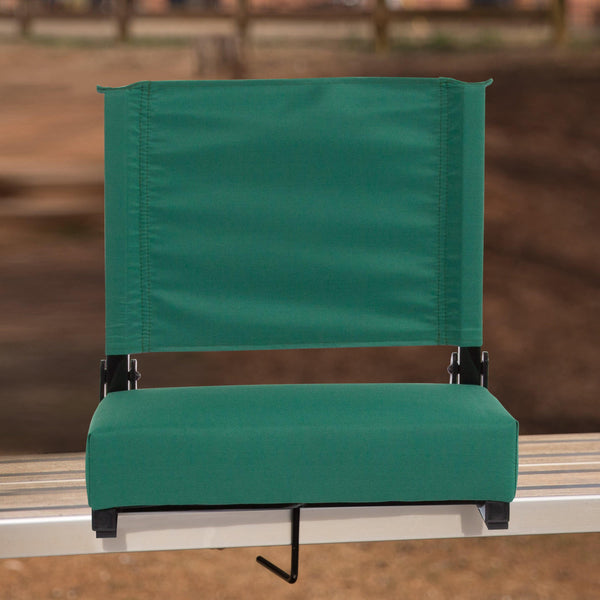 Hunter Green |#| 500 lb. Rated Lightweight Stadium Chair-Handle-Padded Seat, Hunter Green