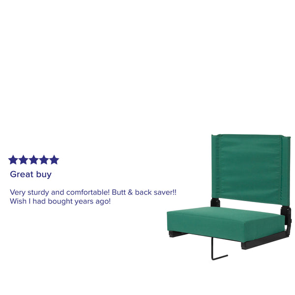 Hunter Green |#| 500 lb. Rated Lightweight Stadium Chair-Handle-Padded Seat, Hunter Green