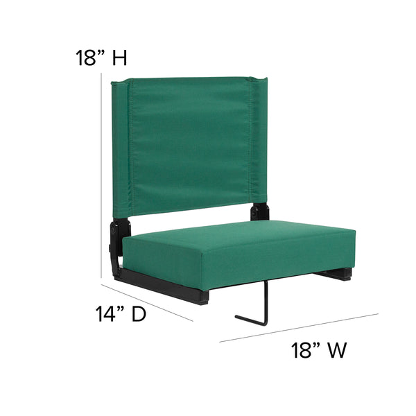 Hunter Green |#| 500 lb. Rated Lightweight Stadium Chair-Handle-Padded Seat, Hunter Green