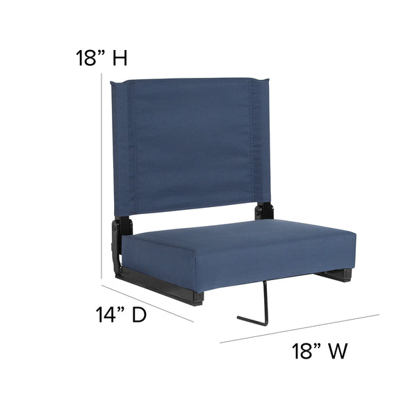 Navy Blue |#| 500 lb. Rated Lightweight Stadium Chair-Handle-Padded Seat, Navy Blue