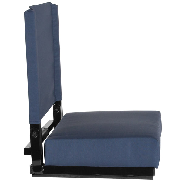 Navy Blue |#| 500 lb. Rated Lightweight Stadium Chair-Handle-Padded Seat, Navy Blue