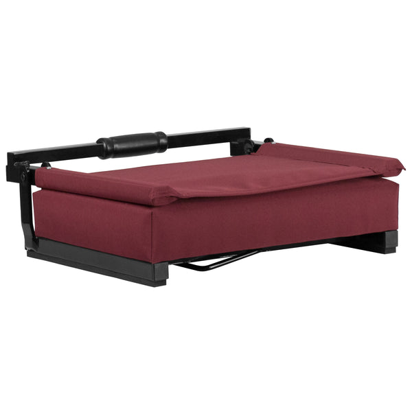 Maroon |#| 500 lb. Rated Lightweight Stadium Chair-Handle-Padded Seat, Maroon