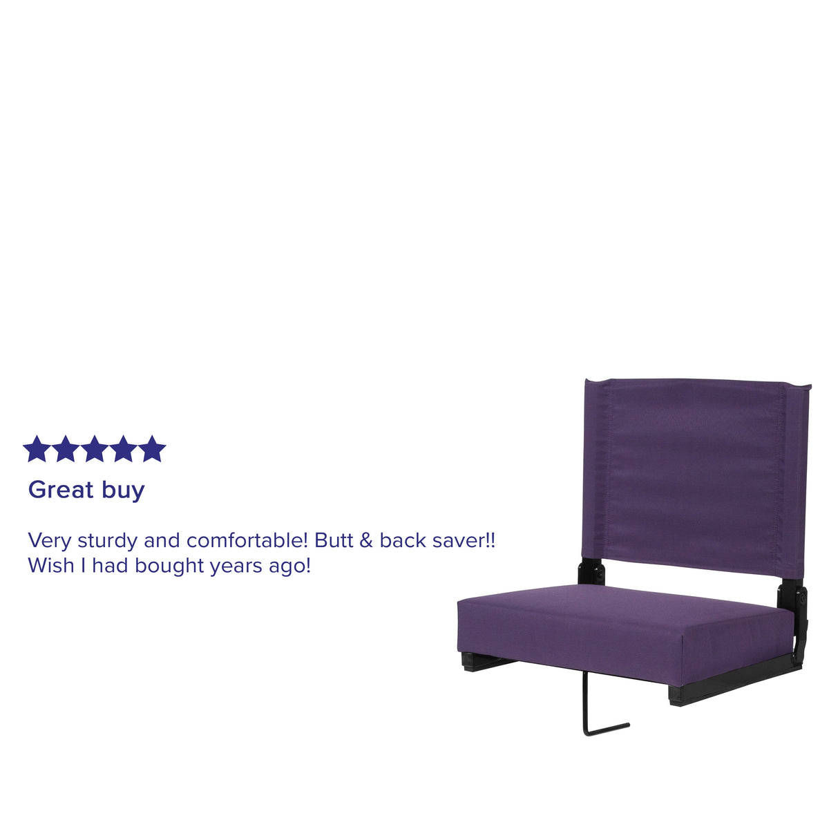 Dark Purple |#| 500 lb. Rated Lightweight Stadium Chair-Handle-Padded Seat, Dark Purple