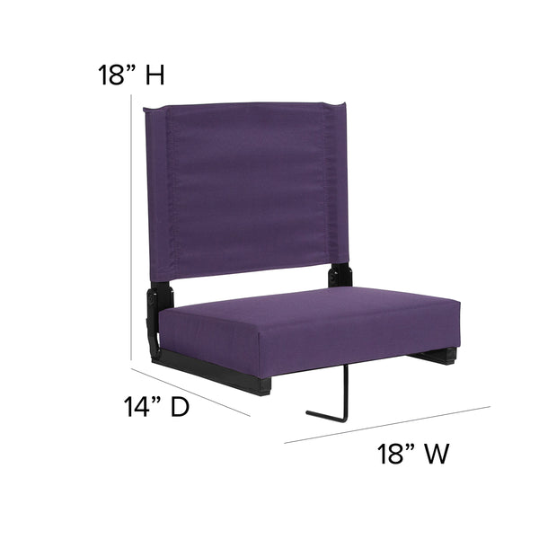 Dark Purple |#| 500 lb. Rated Lightweight Stadium Chair-Handle-Padded Seat, Dark Purple