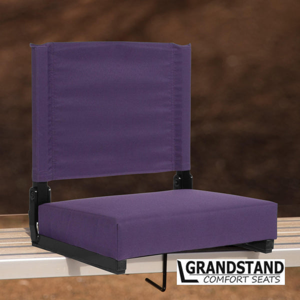 Dark Purple |#| 500 lb. Rated Lightweight Stadium Chair-Handle-Padded Seat, Dark Purple