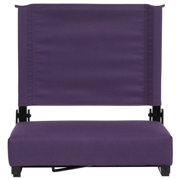 Dark Purple |#| 500 lb. Rated Lightweight Stadium Chair-Handle-Padded Seat, Dark Purple