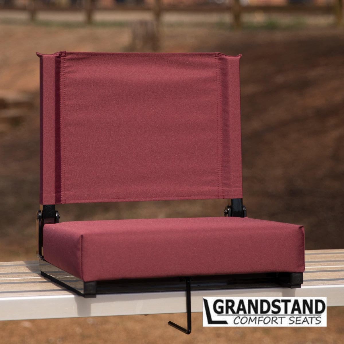 Maroon |#| 500 lb. Rated Lightweight Stadium Chair-Handle-Padded Seat, Maroon