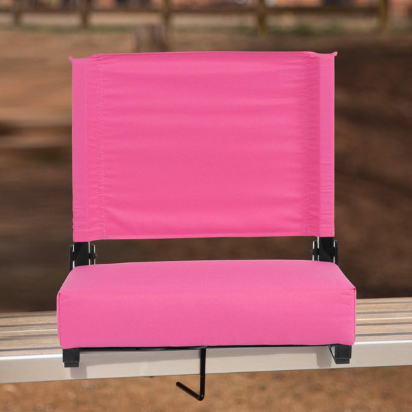 Pink |#| 500 lb. Rated Lightweight Stadium Chair-Handle-Padded Seat, Pink