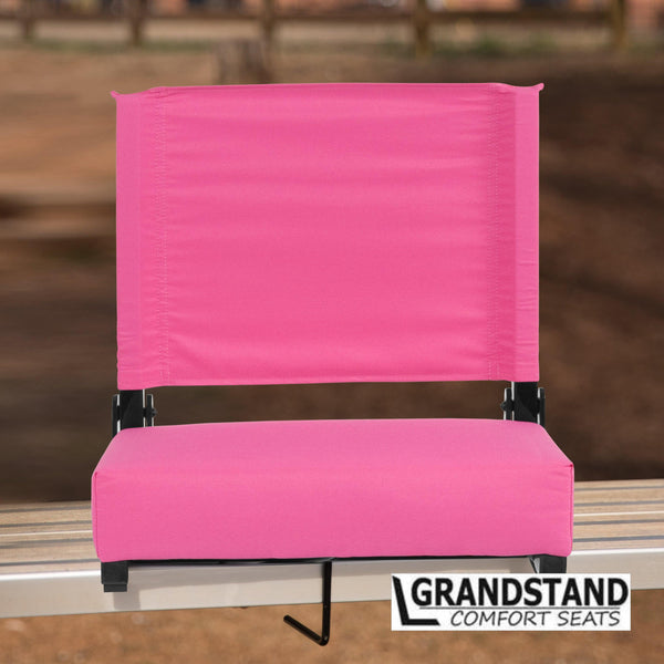 Pink |#| 500 lb. Rated Lightweight Stadium Chair-Handle-Padded Seat, Pink