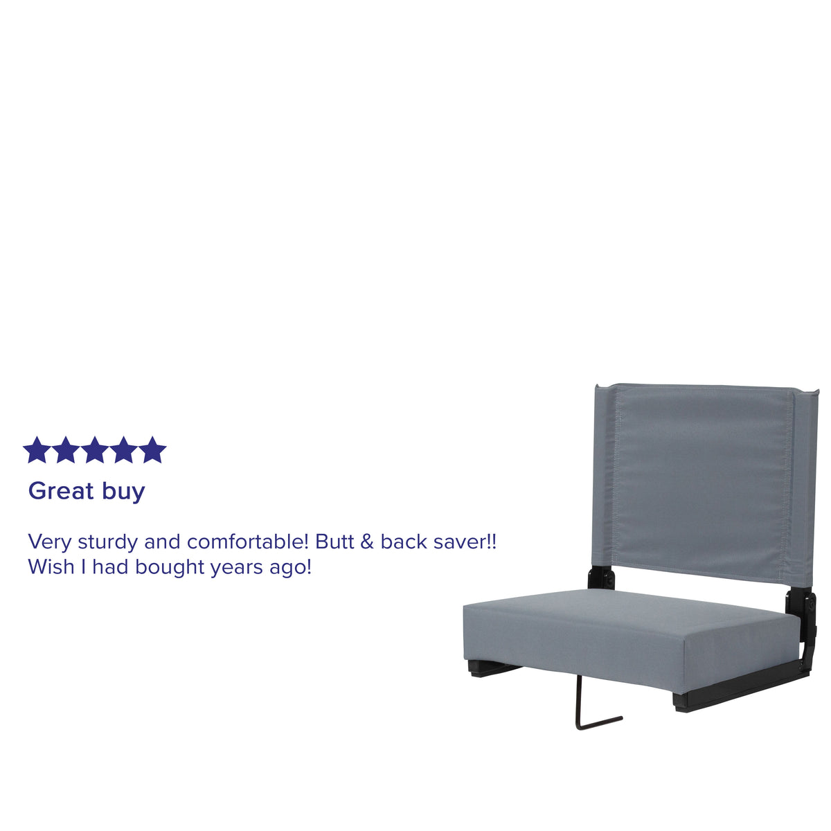 Gray |#| 500 lb. Rated Lightweight Stadium Chair-Handle-Padded Seat, Gray