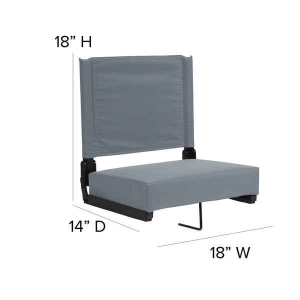 Gray |#| 500 lb. Rated Lightweight Stadium Chair-Handle-Padded Seat, Gray