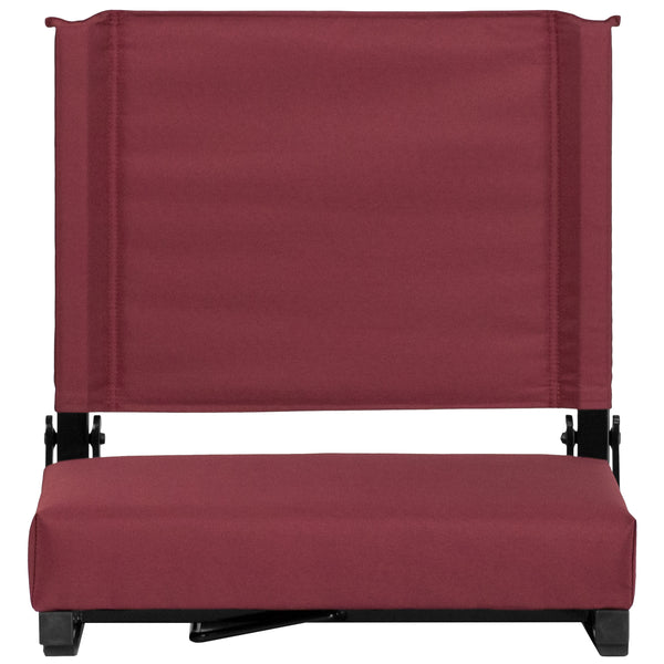 Maroon |#| 500 lb. Rated Lightweight Stadium Chair-Handle-Padded Seat, Maroon