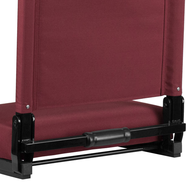 Maroon |#| 500 lb. Rated Lightweight Stadium Chair-Handle-Padded Seat, Maroon