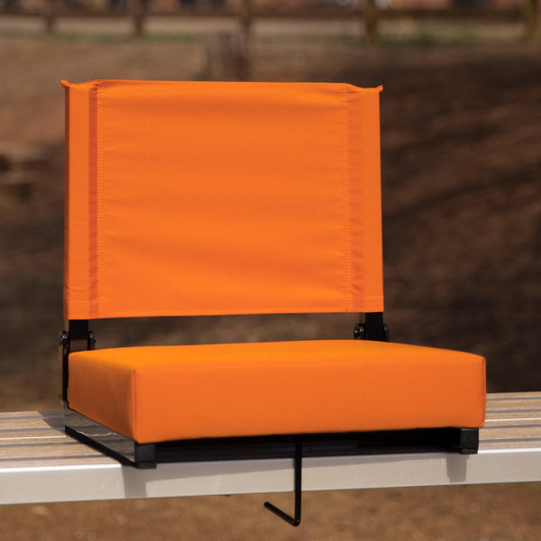 Orange |#| 500 lb. Rated Lightweight Stadium Chair-Handle-Padded Seat, Orange